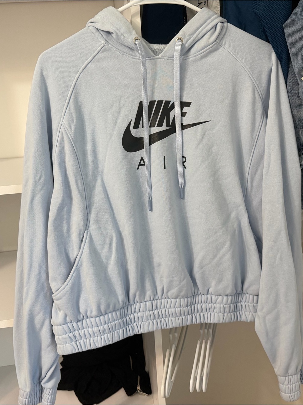 Nike Light Blue Hoodie with Black Nike Air Logo